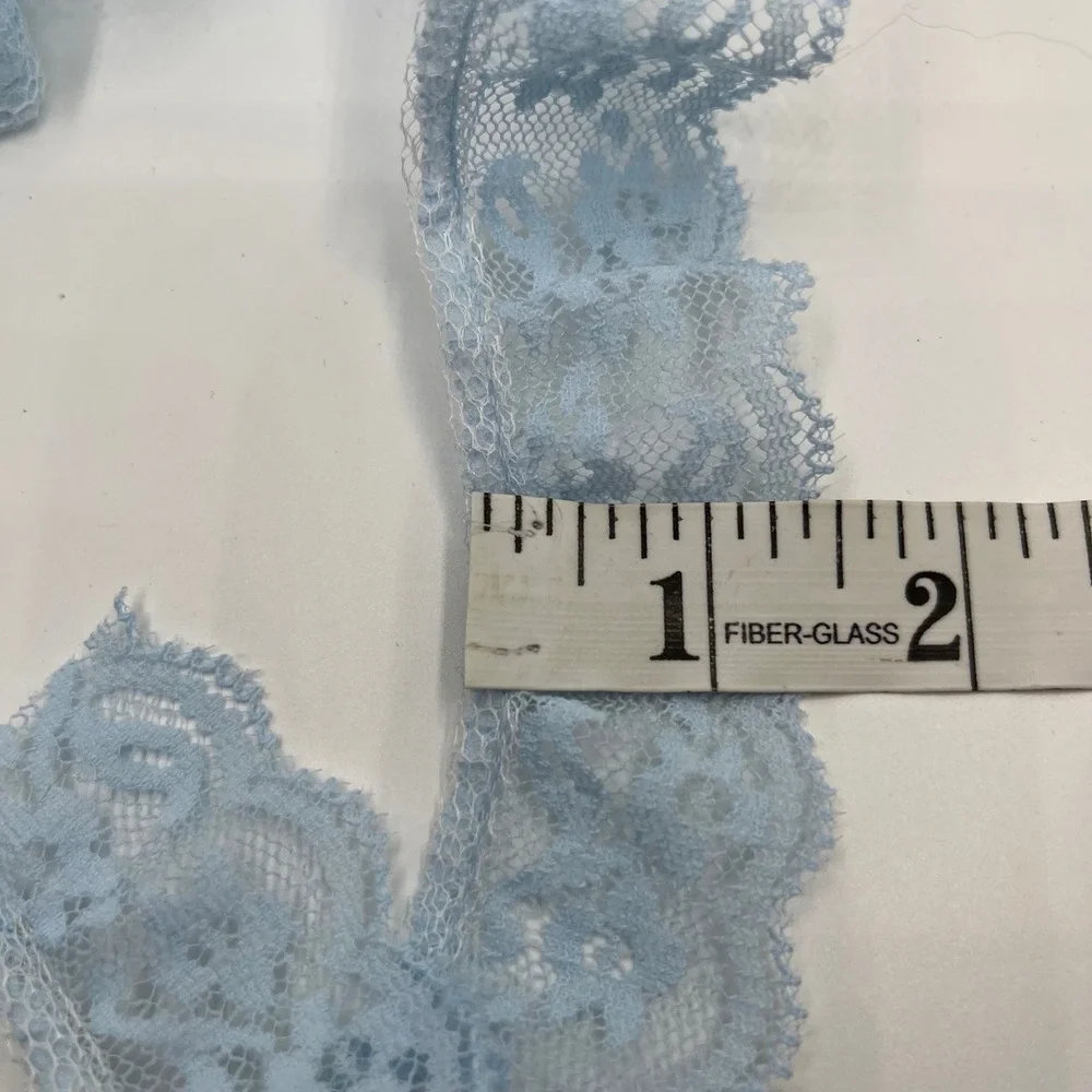 VTG Blue Lace Trim Ribbon Floral Scalloped Edge Sewing Craft Embellishment‎ 1yd